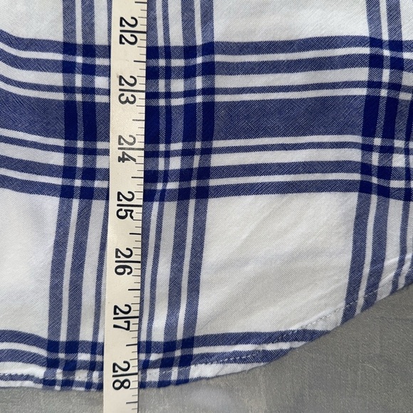 Derek Heart Blue Plaid Button Down Rolled Tab Sleeve Retro Chic Streetwear - Picture 8 of 12